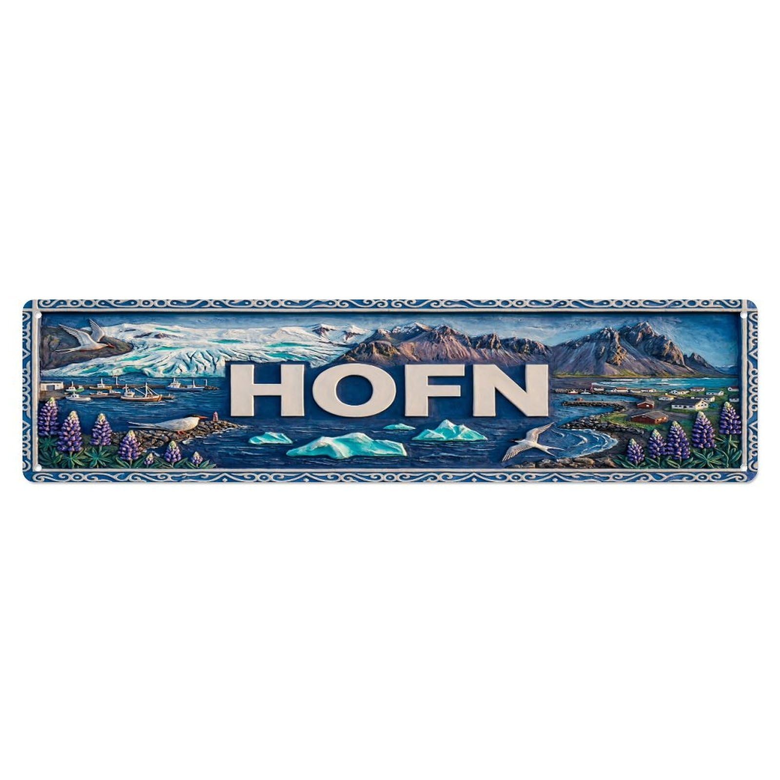 Gead 4X16inch Style Vintage Hofn Iceland Flag Pattern Metal Tin Sign