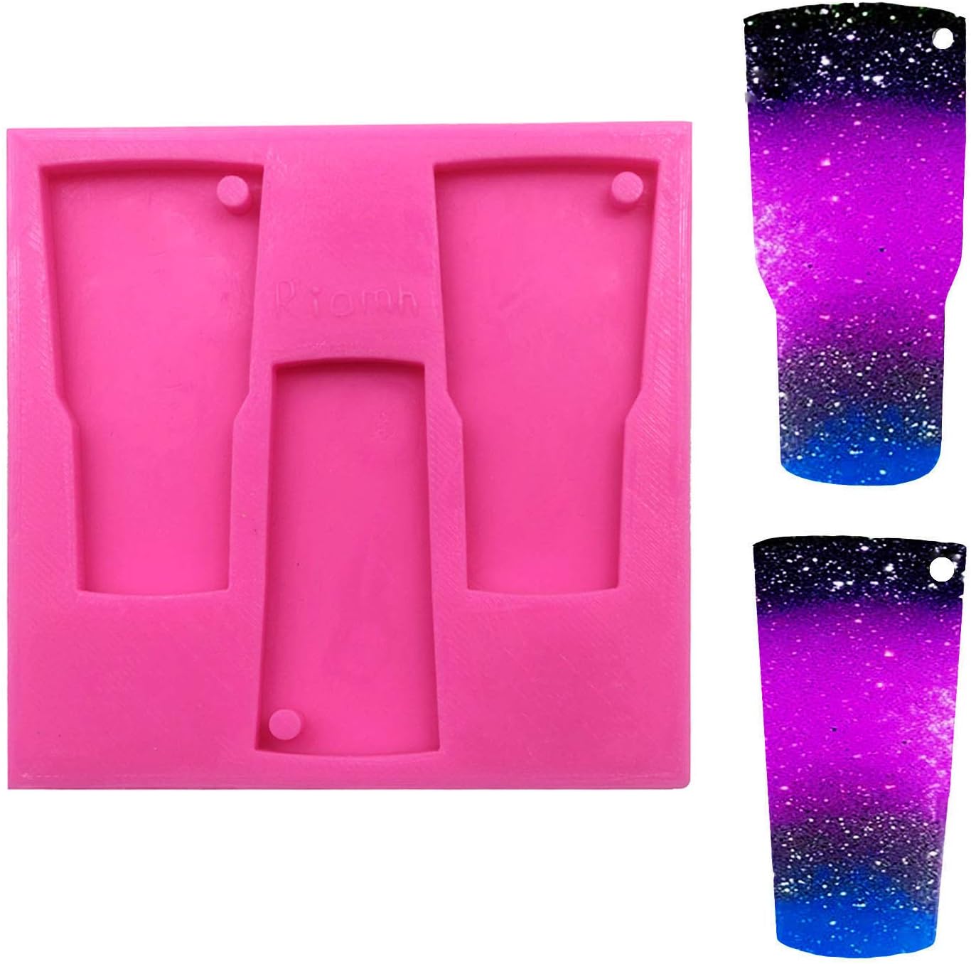 Riomh Tumbler Silicone Mold, Perfect Partner to Cup Turner (Cuptisseries), DIY Glossy Water Glass Shape for Key Chain Perforated Resin Clay Mold Crafts Tools Moulds for Plaster