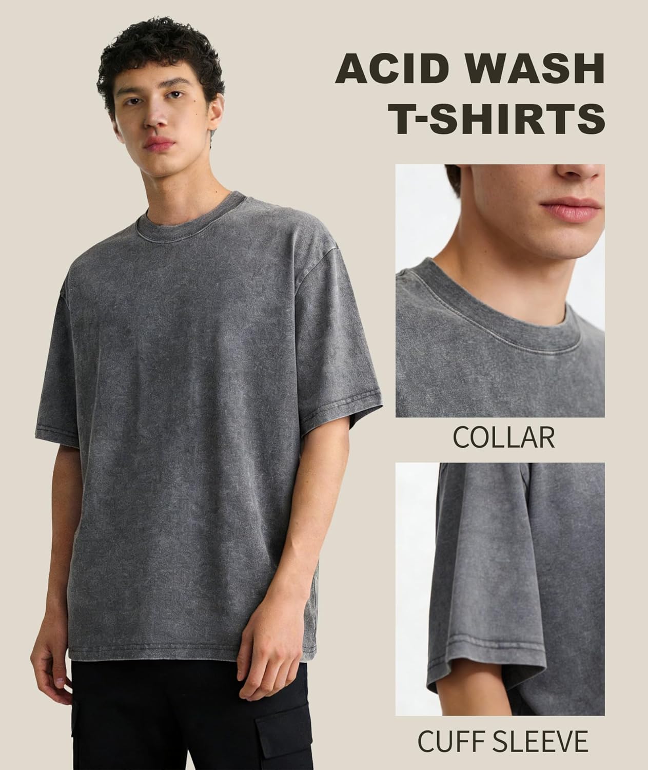 ZITY Mens Oversized Cotton T Shirts Vintage Washed Loose Fit Tshirts for Men Short Sleeve Tees Streetwear Baggy Tops - Image 4