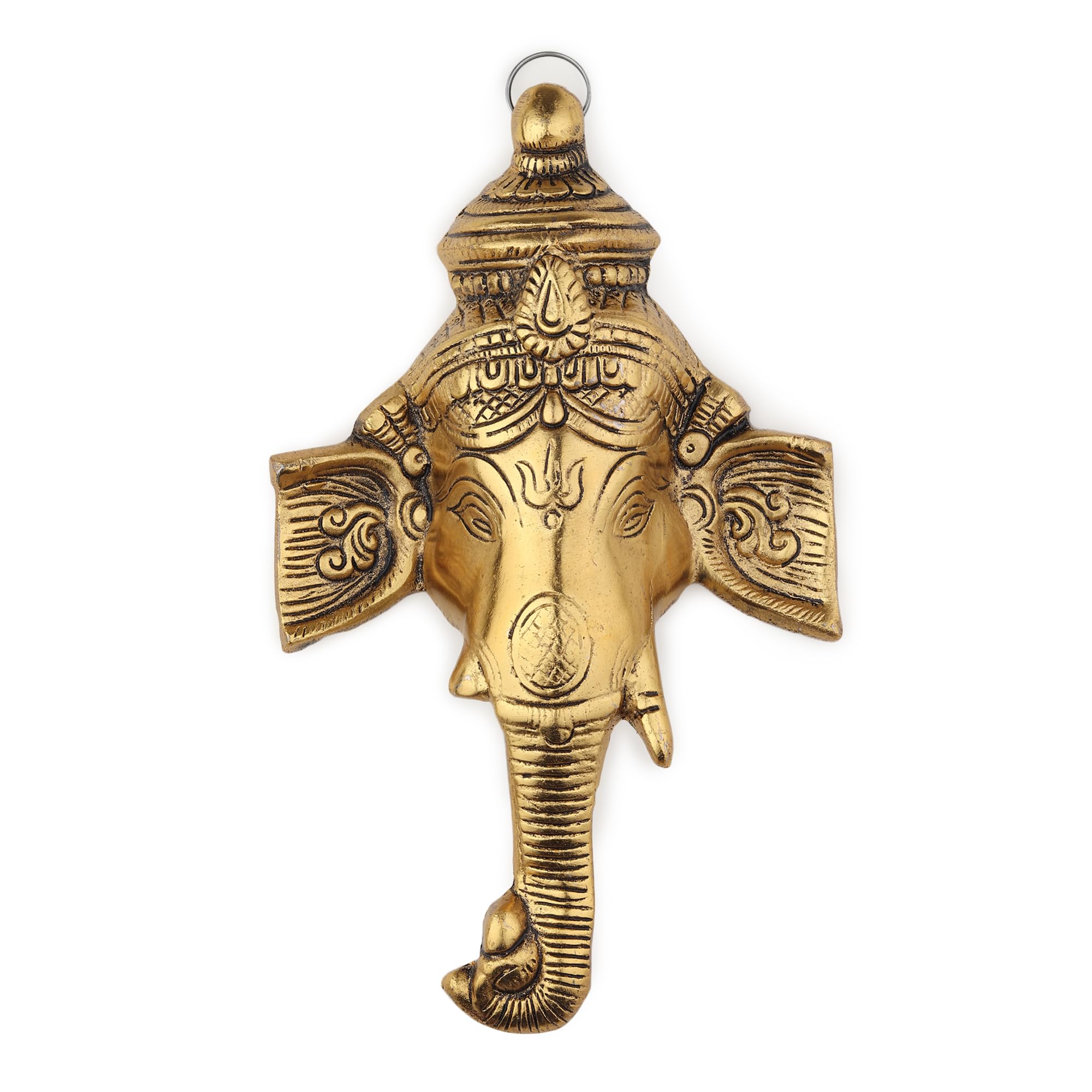 karigar creationsHandicrafted Decorative Metal Hanging Lord Ganesh Idol For Home Office Vastu Décor Wall Showpiece 9 Inch