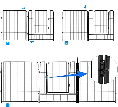 Miniatura 8 de Corralito portátil para perros, valla de ejercicio de metal resistente para mascotas, corral para interiores y exteriores, corral para mascotas para
