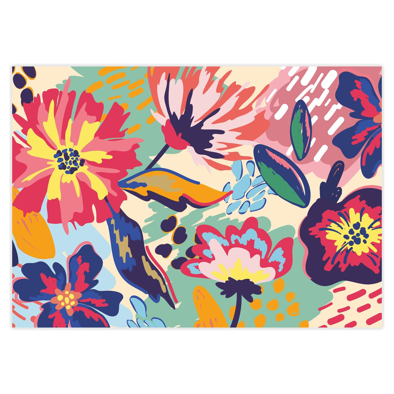 Younikat I 100 salvamanteles de mesa con diseño de flores de colores I DIN A3 I Cuadrados de papel I Diseño moderno I Manteles individuales desechables para gastronomía y hogar I dv_1021