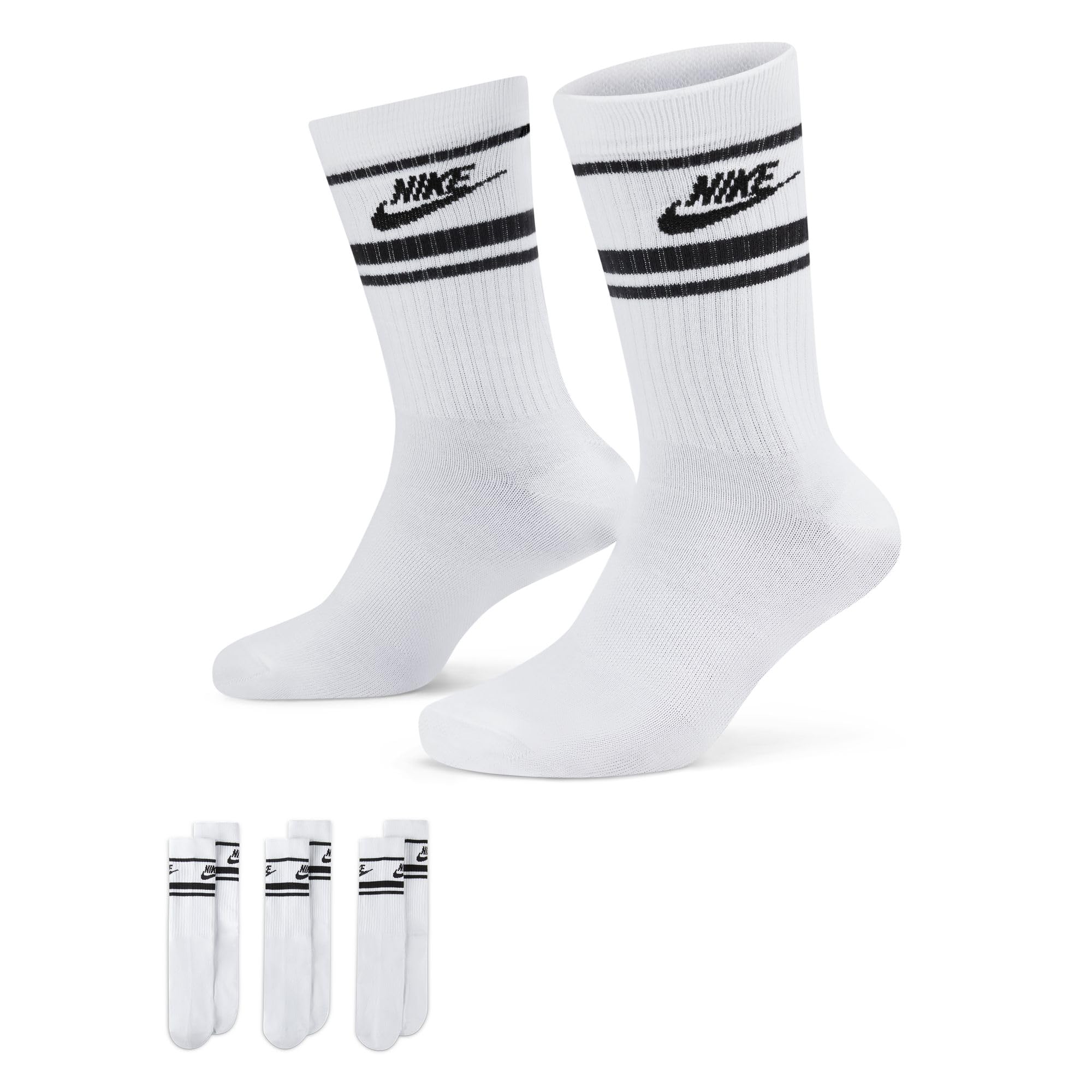 NIKE DX5089-​103 Nike Sportswear Everyday Essential Socks Unisex White/​Black/​Black M