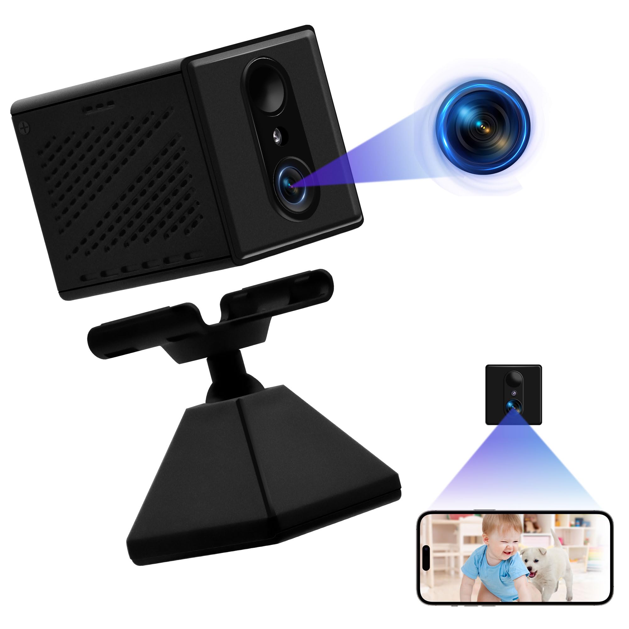 Caméra Espion WiFi Mini - 1080P, Vision Nocturne, Détection De Mouvement - Batterie Longue Durée - Idéale Surveillance