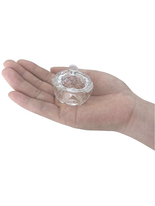 Kit 2 Piezas Recipiente Vidrio Acrílico con Tapa para Uñas miniatura 6