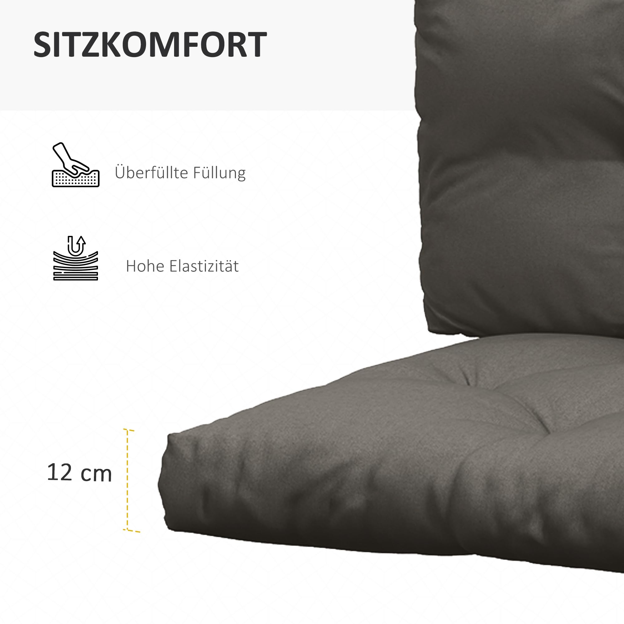 Outsunny Paletowa 3osobowa UV ochrona 120x80x12 cm ciemnoszary