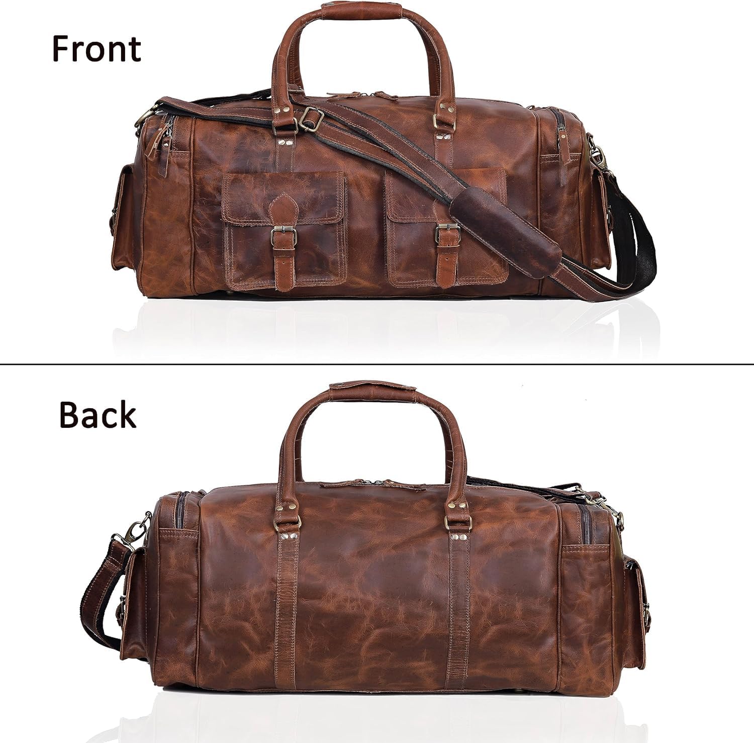 Large duffel bags for men holdall leather travel bag overnight gym sports weekend bag - Image 3