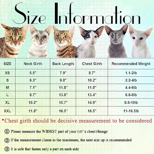 Miniatura 7 de Bonaweite Hairless Cats Rainbow Rendering - Camiseta para primavera, verano y otoño, transpirable, ropa de gato, chaleco para Sphynx, Cornish Rex,