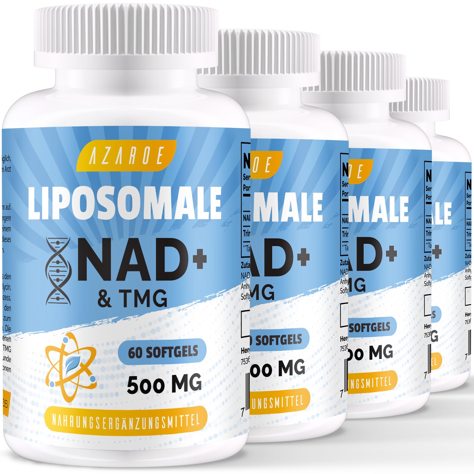 Liposomales NAD+ Cápsulas Blandas 500 mg con TMG de 250 mg, más Eficientes que el Ribósido de Nicotinamida, Respaldan la Energía Celular y el Envejecimiento Saludable
