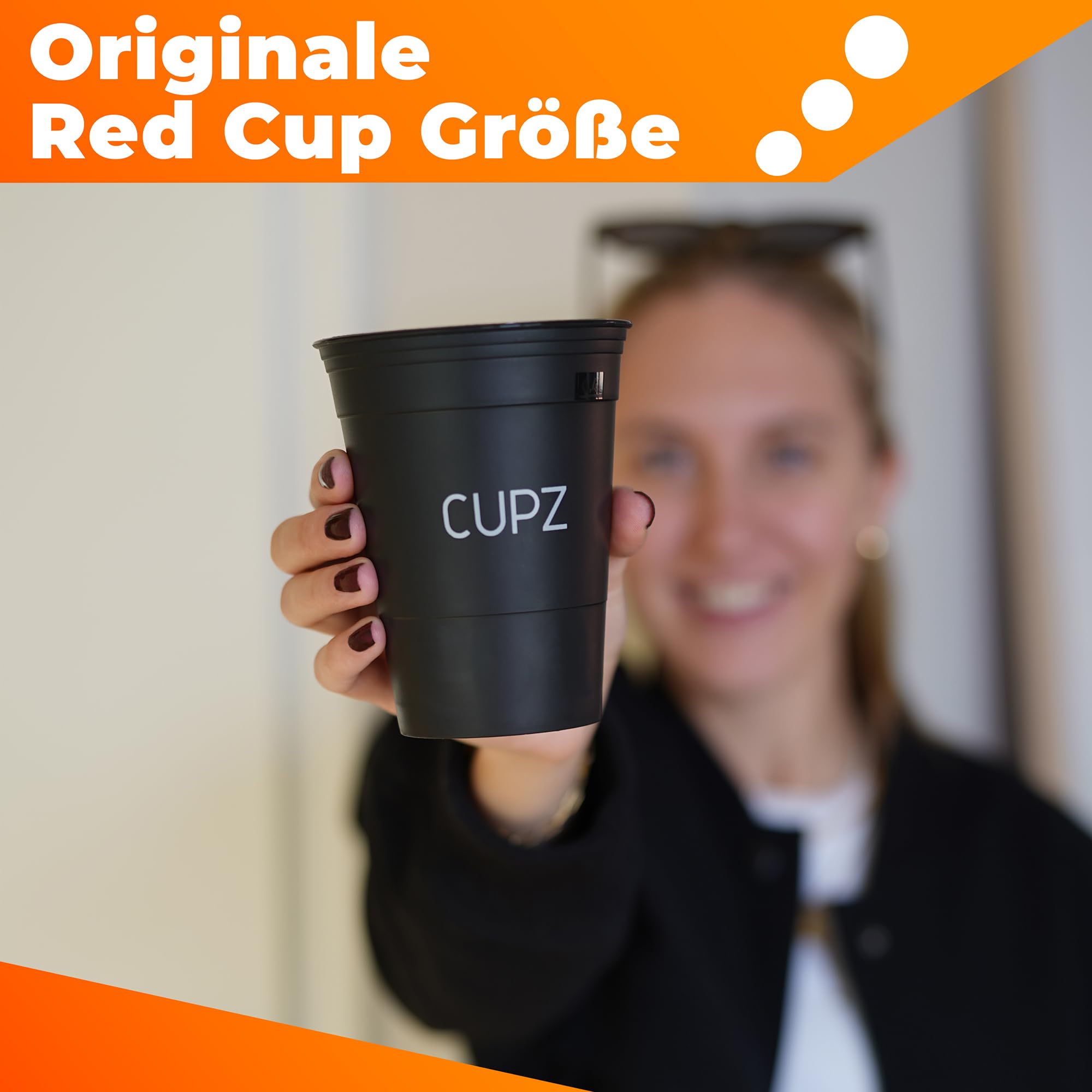 Becher Set 22 Hartplastikbecher - Wiederverwendbar und Spülmaschinenfest - für Erwachsene, Perfekt für jede Gelegenheit - 16oz / 473ml - (11 Schwarz + 11 Rot) (Black/Red)
