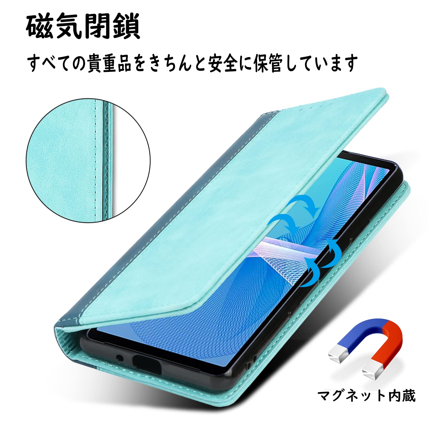 Xperia10Ⅲ SO-52B　ブルー 本体 手帳型　ケース Xperia 10 III SO-52B SOG04 A102SO ケース 手帳型 スマホケース