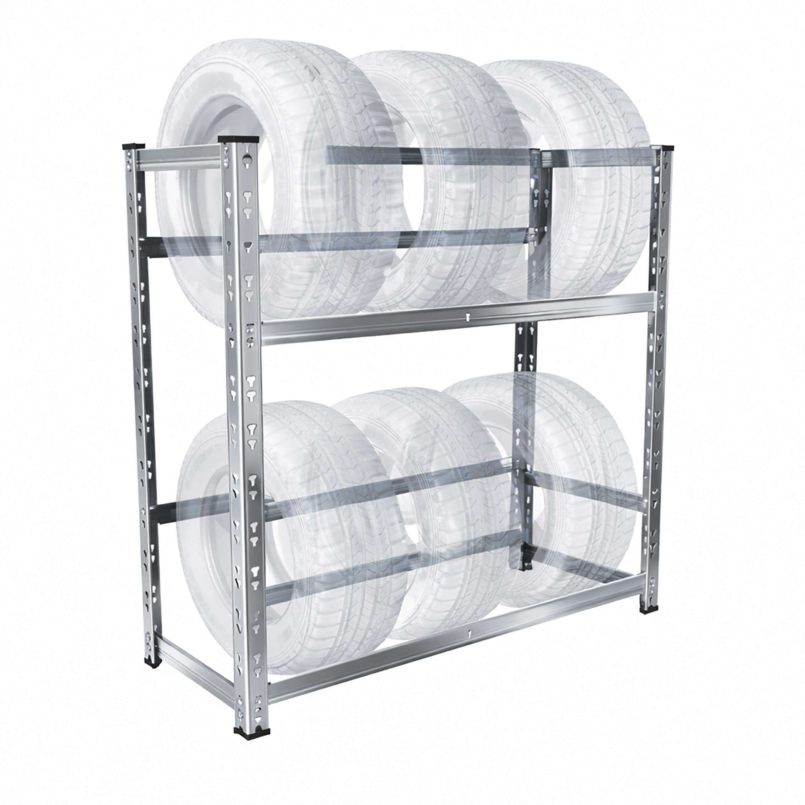 Relaxdays scaffale per Pneumatici, Sistema a Incastro, Acciaio Argento, 100x85x35 cm, 150 kg/ripiano