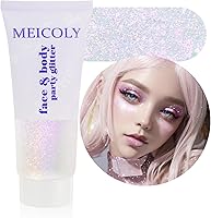 Vista 33 de MEICOLY Chameleón brillo blanco iridescente para el cuerpo, pintura de brillo para la cara de Halloween con temática de hielo para actuación aérea