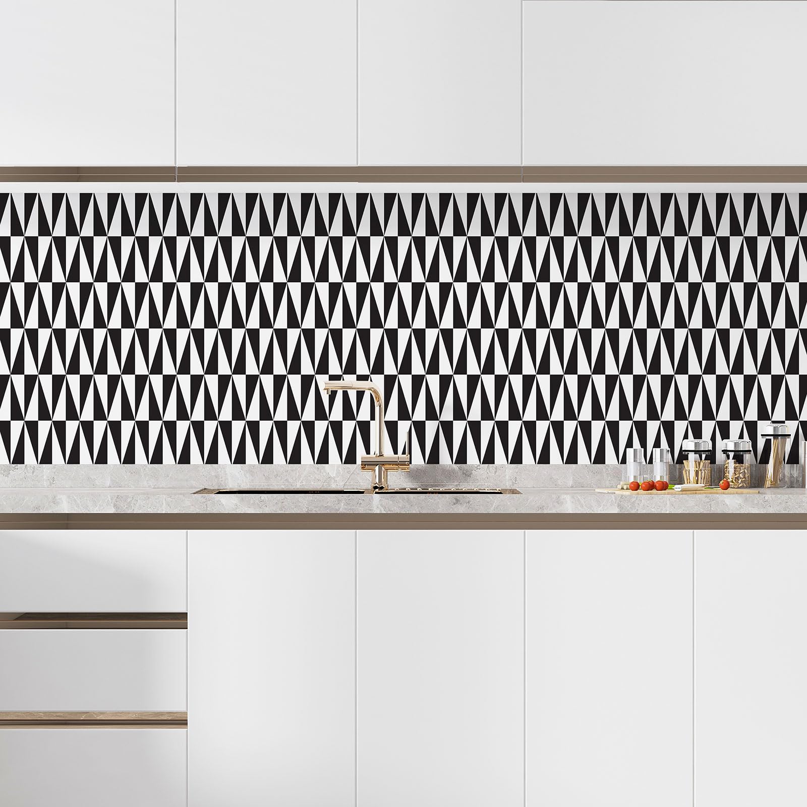 Lumalea Decalcomania adesiva da cucina, motivo geometrico 3617689961194, adesivo + protezione opaca, 90 x 90 cm