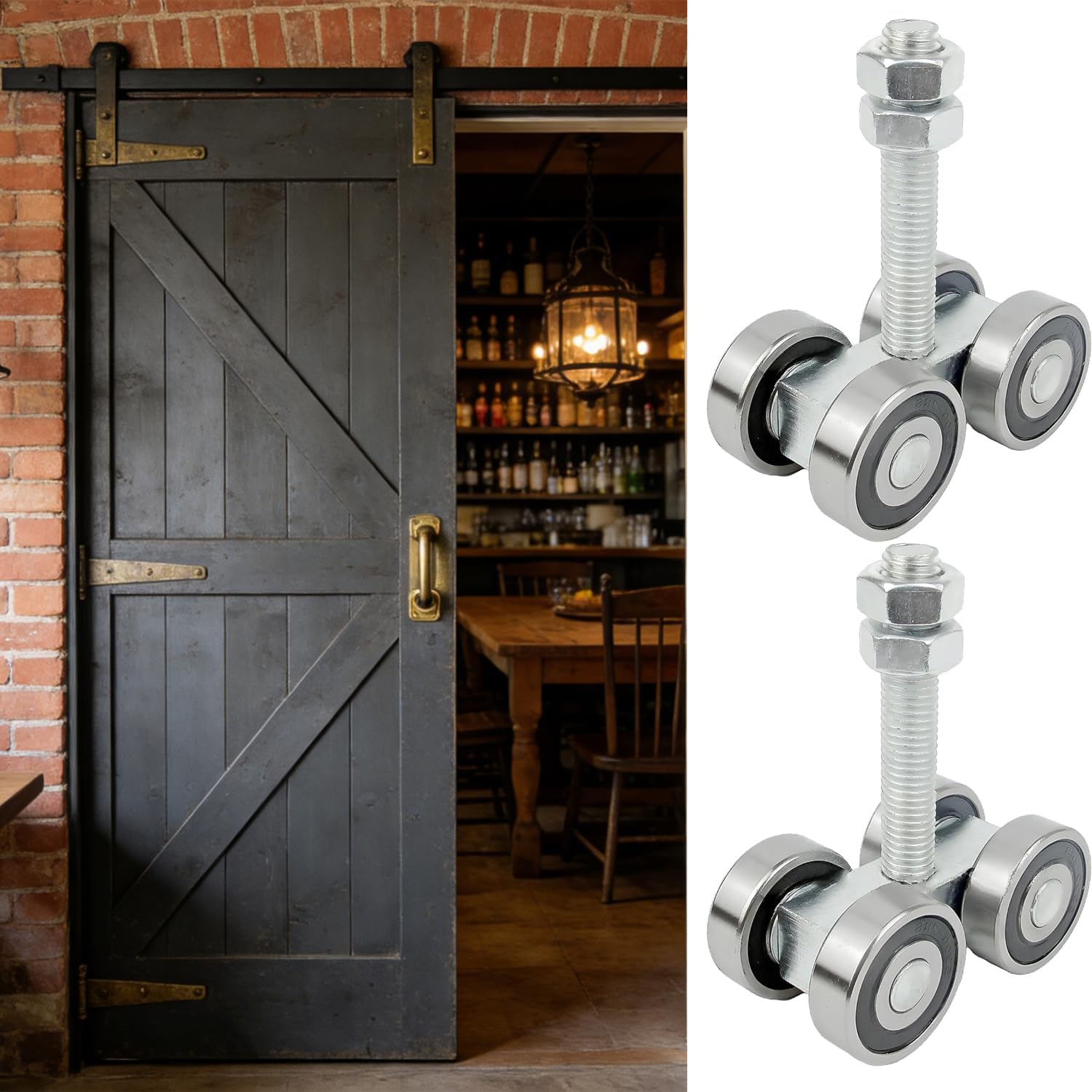 4 Wheel Trolley Assembly Rollers 2PCS Silent Strut Trolley with M12 Bolt & Lifting Eye Nut for 1-5/8" Wide and All 1-5/8" Strut Channel