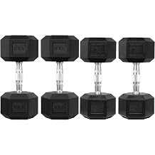 HulkFit Rubber Coated Hex Dumbbells, Anti-Roll Hand Weights, Non-Slip Ergonomic Handle Low Odor for Home Gym