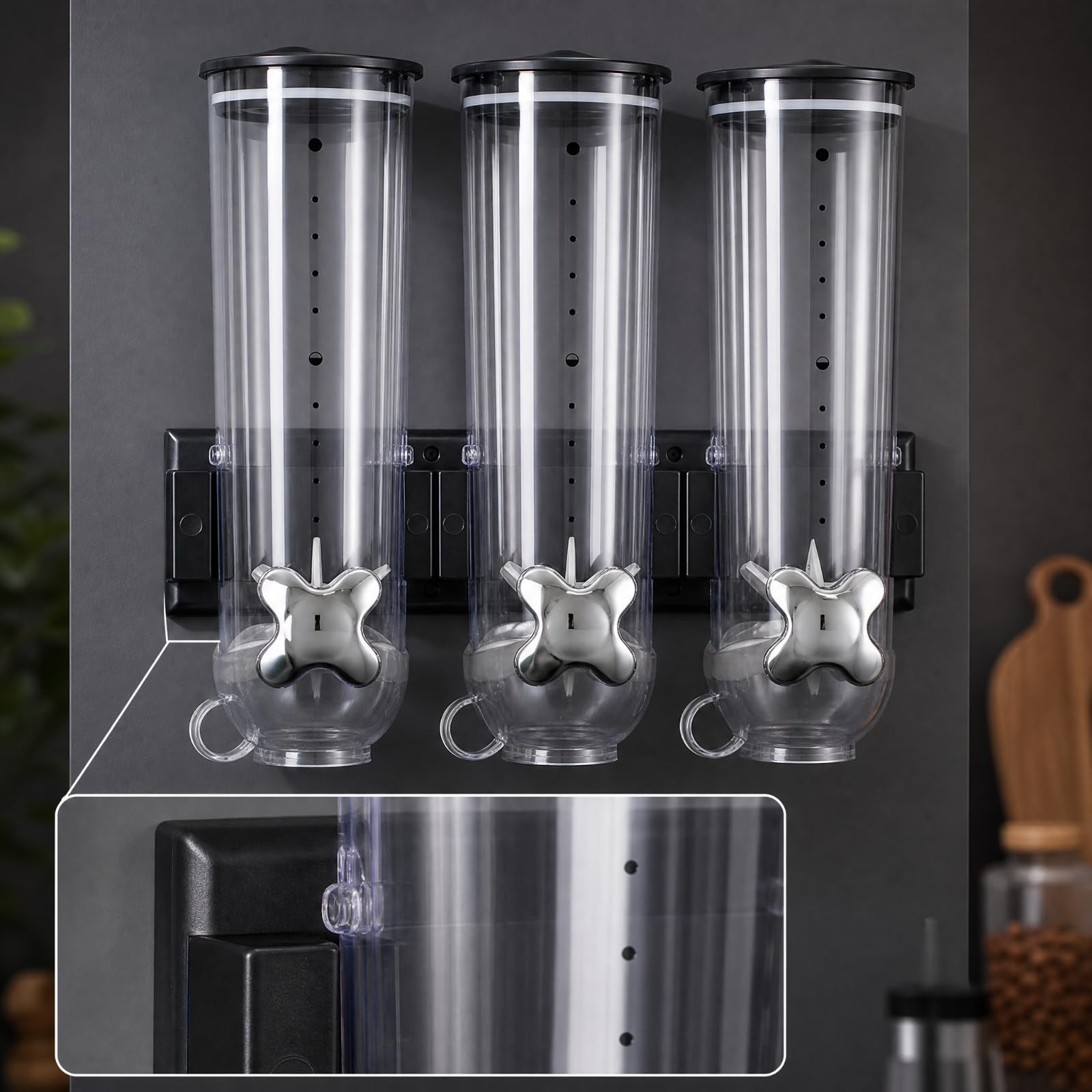 KESOTO Dispenser in Acrilico Trasparente con Camere Cilindriche Ricaricabile Dispenser con di Montaggio a Dose Regolabile per, Argento