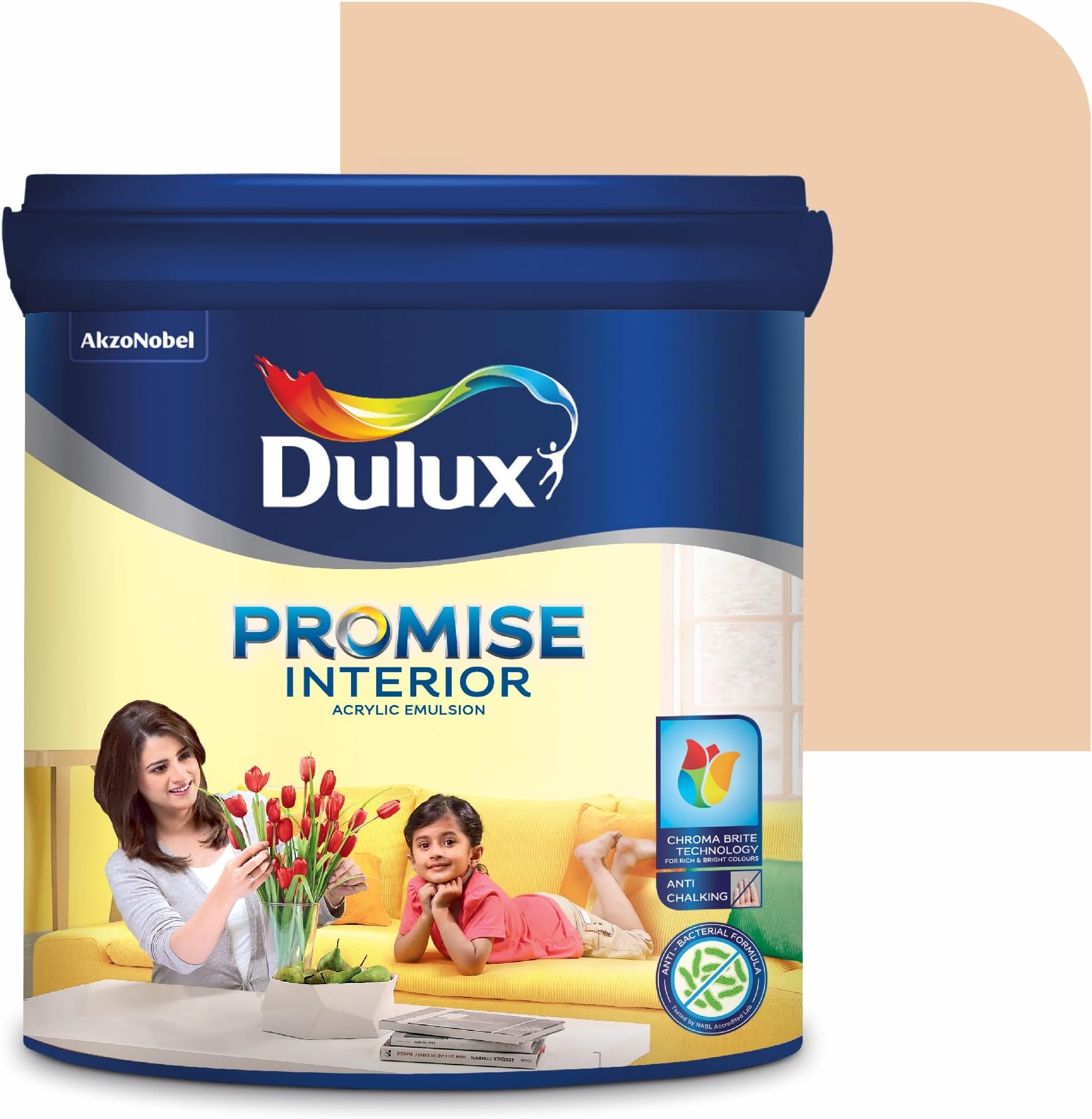 Dulux Promise Interior Emulsion Paint (1L, Orange Pekoe) | Brighter & Longer-Lasting Colors | Rich Finish | Chroma Brite Technology | Anti-Chalk | Water-Based Acrylic Paint