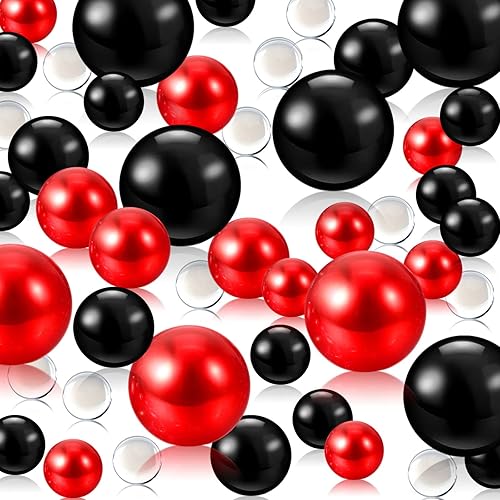Perlas flotantes negras y rojas 150 cuentas de perlas negras y rojas para jarrones de centros de mesa Cuentas flotantes negras y rojas de 8140.787