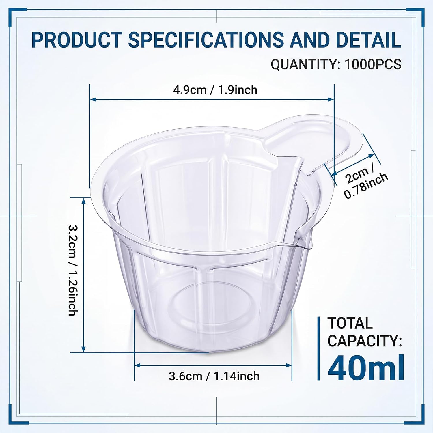 1000 Pcs 40ml Plastic Resin Mixing Cups for Epoxy Paint Art