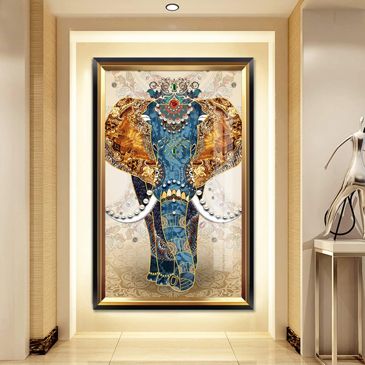 Instarry DIY 5D Diamond Painting Kits for Adults Large Size Elephant Cross Stitch Mosaic Family Wall Decor 35.4x19.7 inch