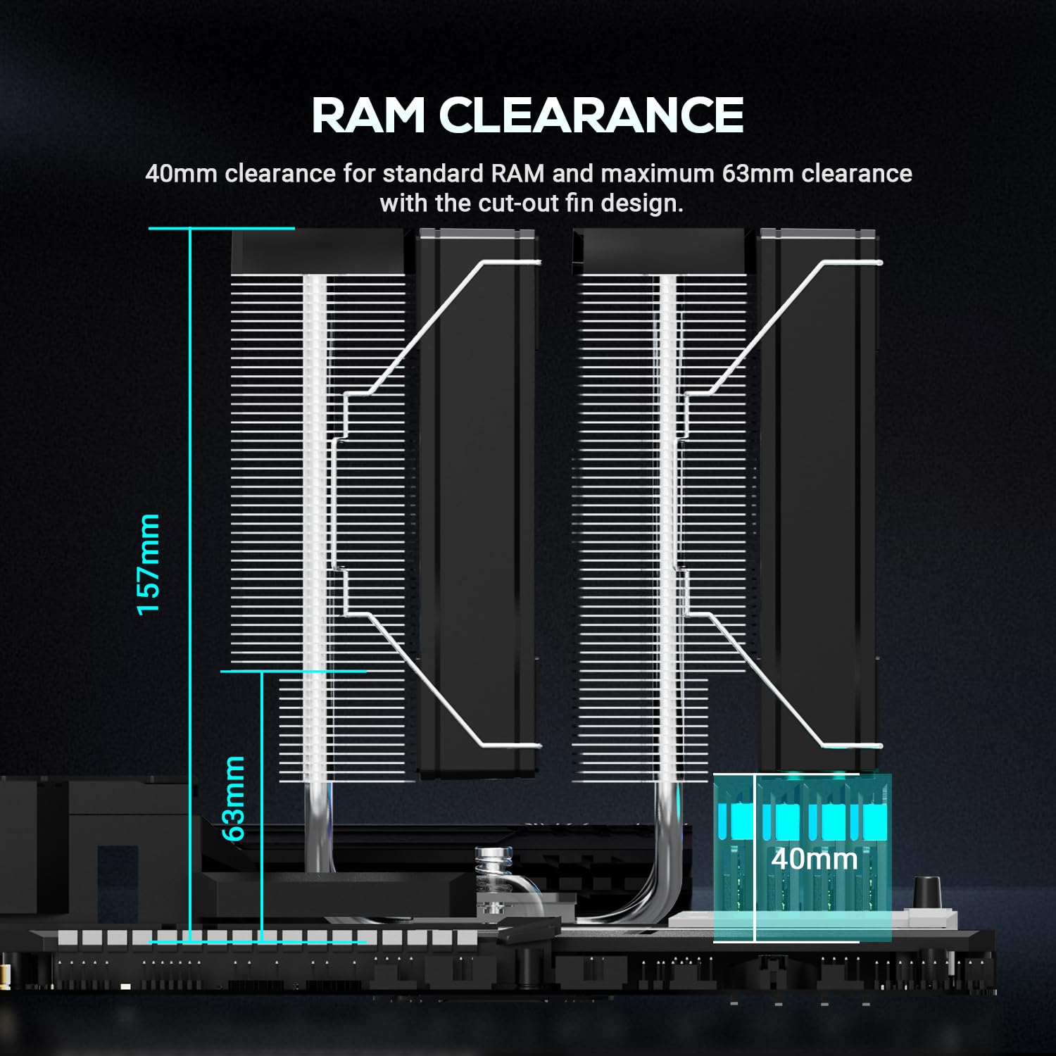 RAM clearance diagram for ID-COOLING FROZN A620 PRO SE