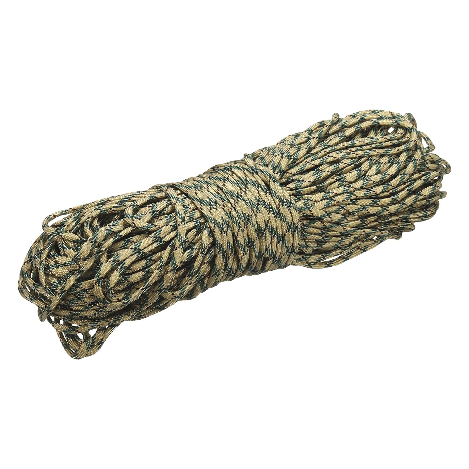 sourcing map 4mm Paracord Rope, 151ft/46m 7 Strand Heavy Duty Camping Rope Braided Polypropylene Ropes, Lightweight Tie-Downs Utility Cord for Marine, Indoor & Outdoor, Brown/Black