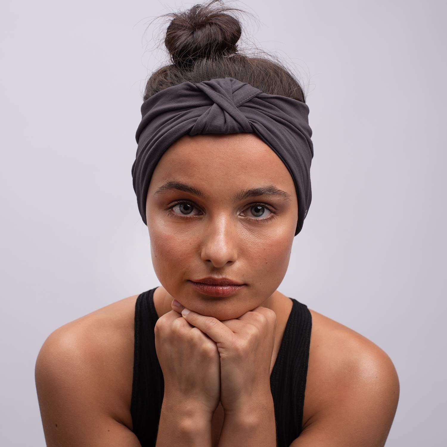 BLOM Original Headbands for Women Wear for Yoga, Fashion, Working Out, Travel or Running Multi Style Design for Hair Styling Active Living Wear Wide Turban Knotted ( Two Pack, Winter Dusk + Charcoal) : Everything Else