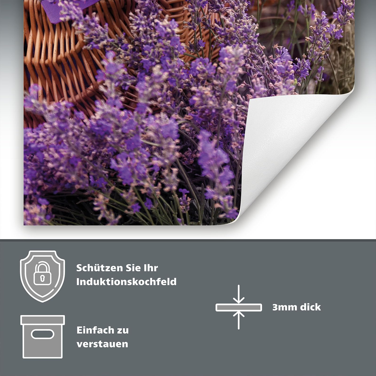 Copertura Tappetino Piano Induzione 30x52 cm Cucina Coprifornelli Protezione per Piano Induzione - lavanda