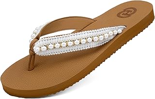 Womens Two-Tone Flip Flops with Arch Support Comfort Beach Thong Sandals Indoor Outdoor