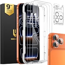 UNBREAKcable iPhone 17 Pro Tempered Glass Screen Protector, Pack of 3, Improved Double Tempered Glass + 3 Camera Protection, Military-Grade 9H Hardness, HD Clear, Anti-Fingerprint, Case Friendly, 6.3 Inch