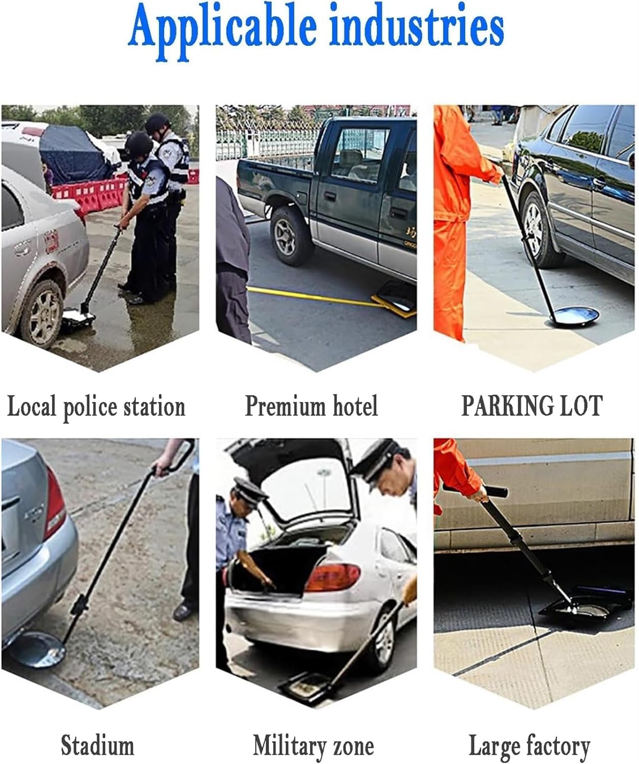 Telescoping Inspection Mirror, Under-Vehicle Inspection Mirror, Freely Retractable Acrylic Square Wide-Angle Convex Mirror, Built-in LED Light and Lithium Battery, Telescopic Range: 45-120CM