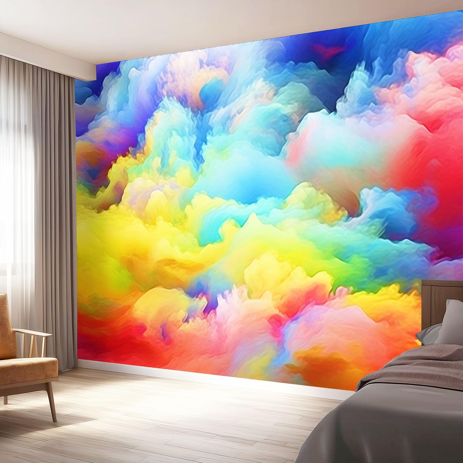 Fototapeta, wzory chmur, 400 x 280 cm, włóknina, sztuka ścienna, mural kolorowy, psychodeliczny styl snu, tapeta do sypialni, salonu, łazienki, dorosłych, nie odkleja się i nie przykleja