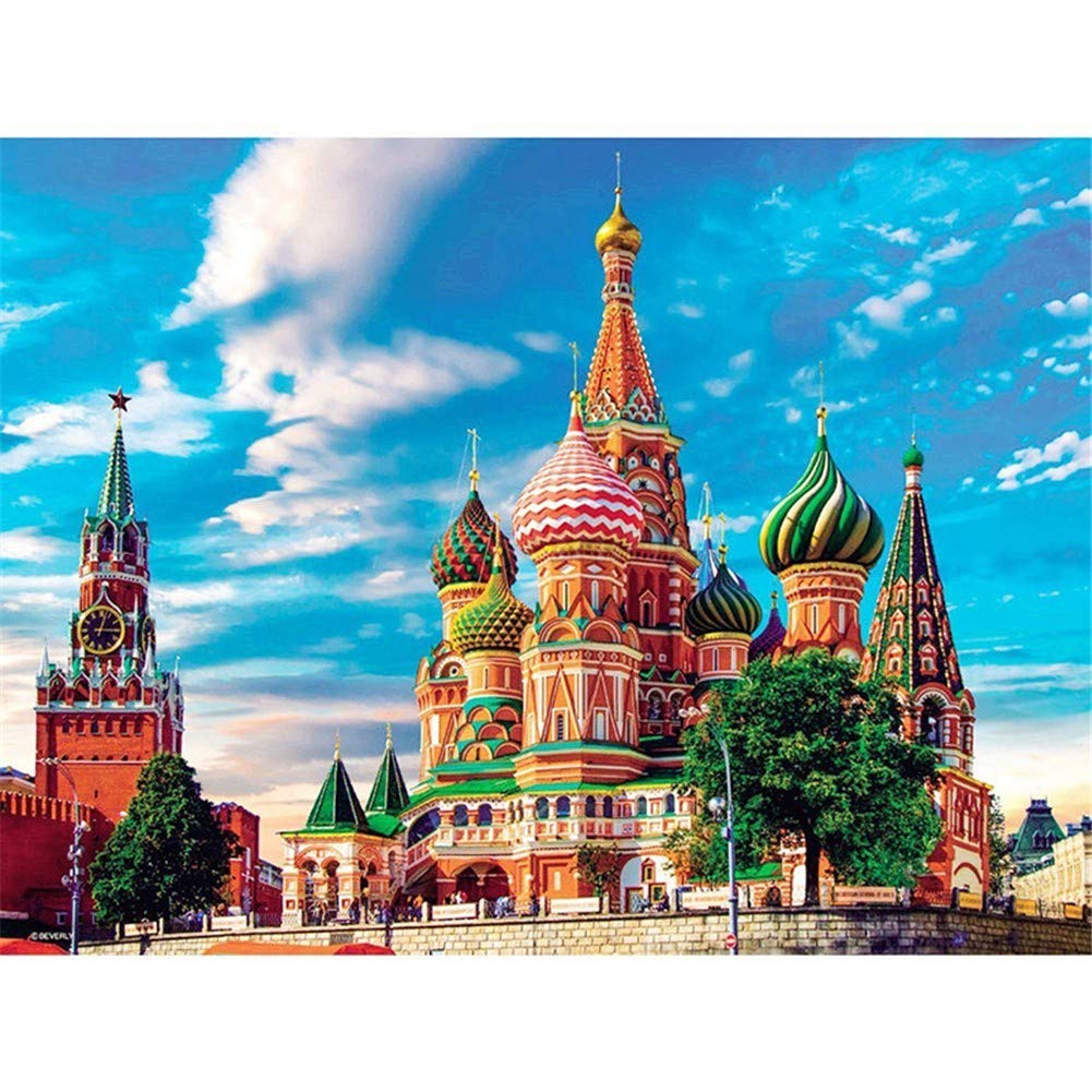 Kit de peinture diamant broderie 5D DIY cathédrale point de croix strass art craft 80x100cm