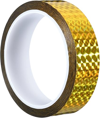 PATIKIL Cinta prisma de 1 pulgada x 55 yardas, adhesivo reflectante holográfico metalizado para detallar decoración de pared, arte dorado