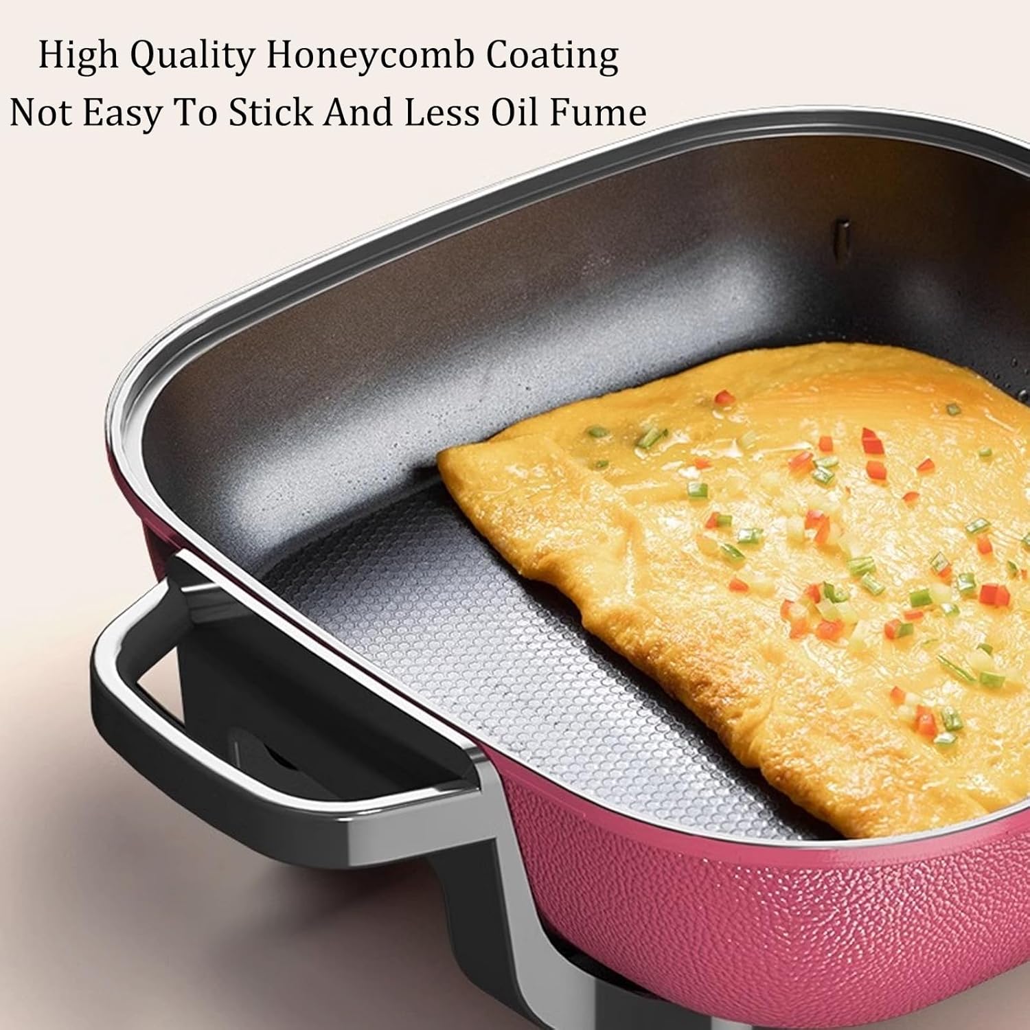 1360W Non-Stick Electric Skillet,Electric Hot Pot,Electric Skillet Family Size,High Power and Large Capacity,Five Speed Temperature Regulation,for Kitchens(Size:30 * 43 * 12.8)