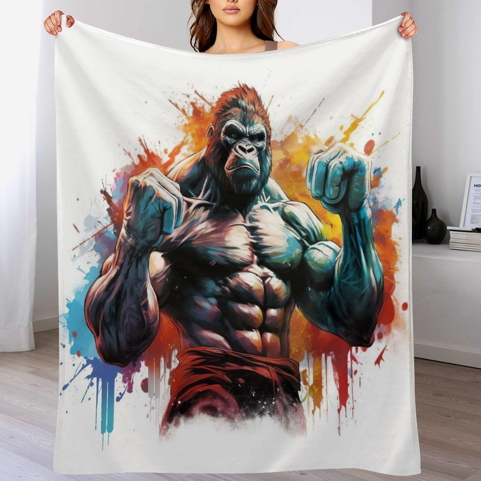 Couverture lit douce Gorille 180x200cm pour éliminer les frissons nocturnes en hiver