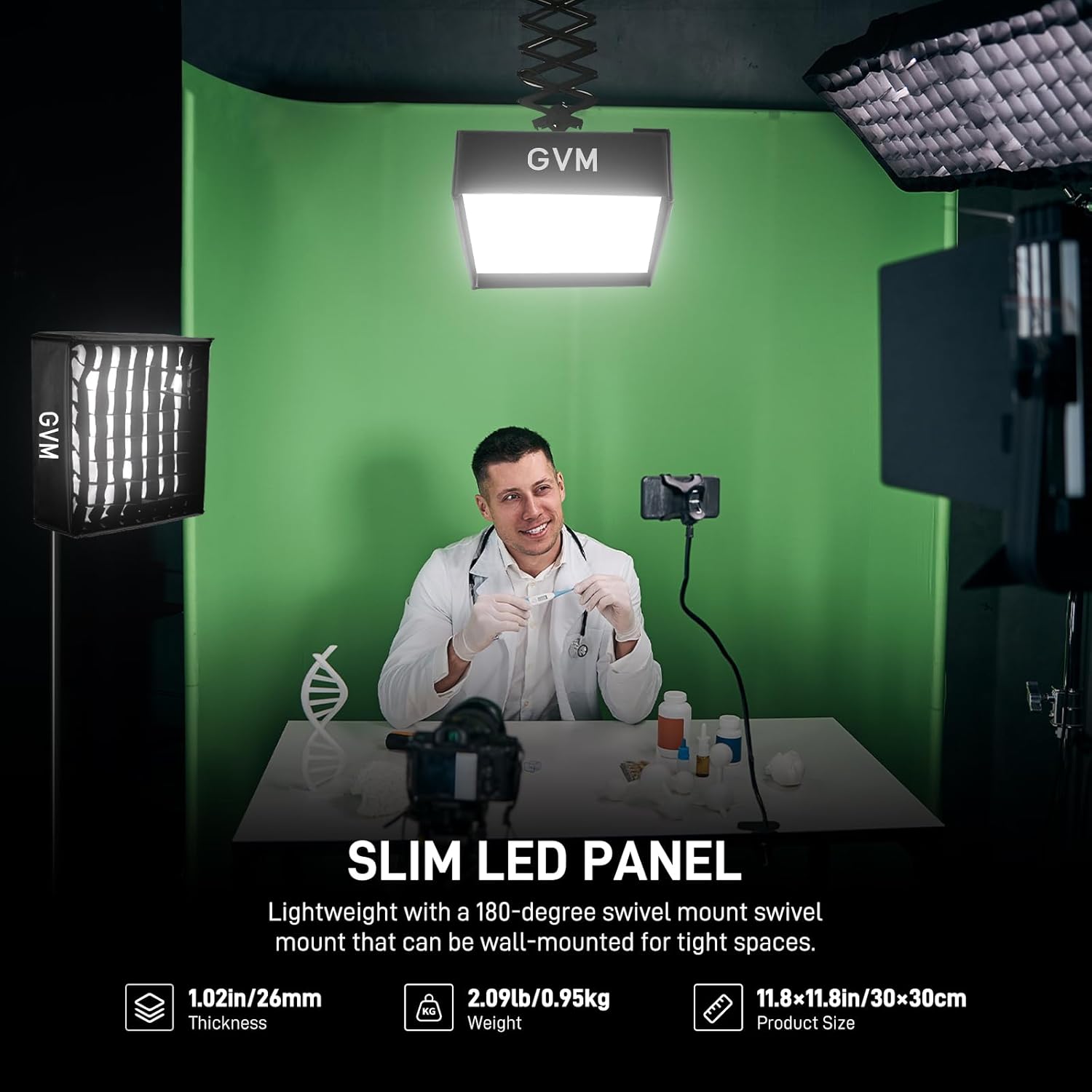 GVM Z100B 100W Flexible Bi-Color LED Panel Light Mat with Softbox, App Control Studio Light, 2700K–6800K, CRI 95+, 4680lx/0.5m for Live Streaming, Video Recording & Photography