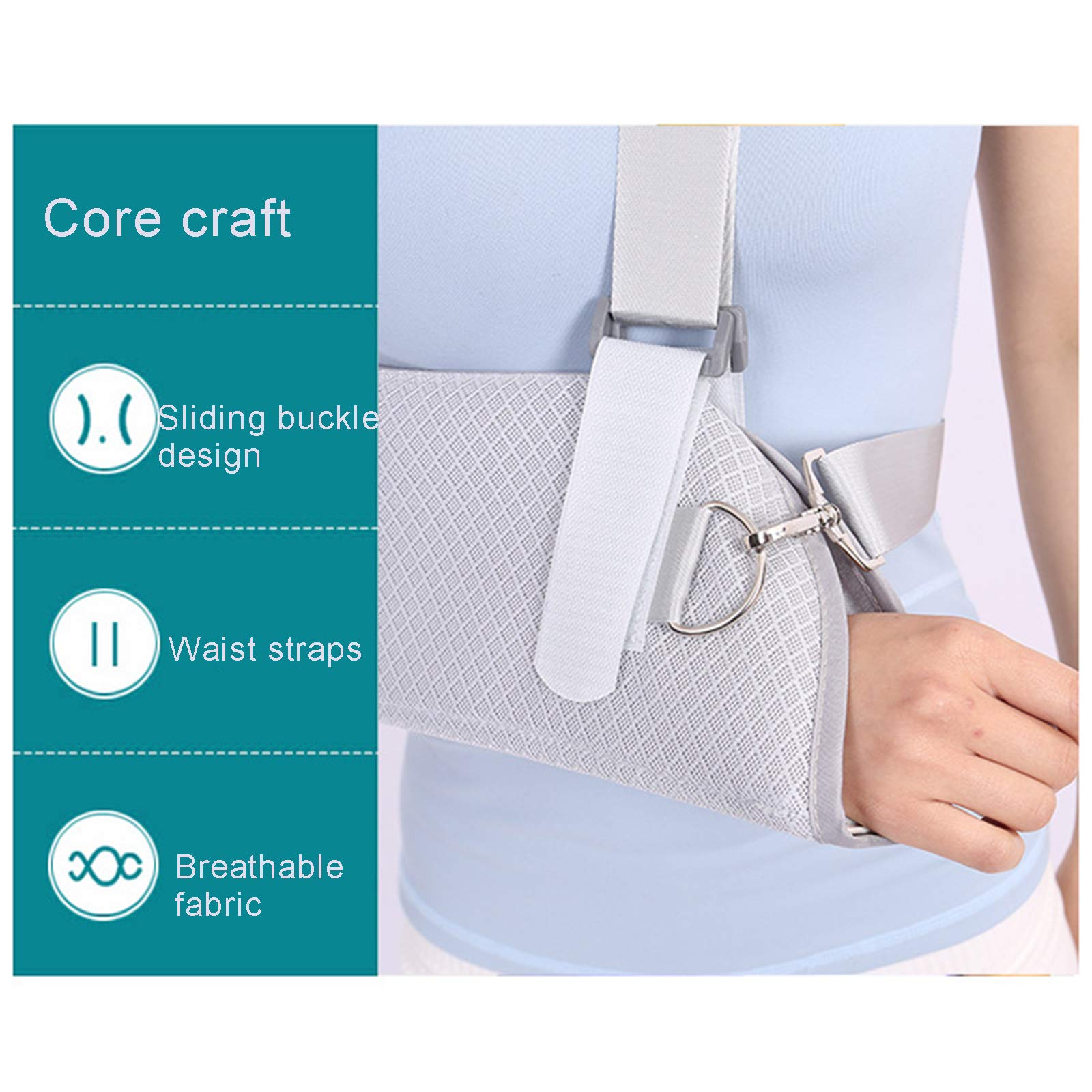 Cabestrillo para brazo con diseño ergonómico, correa dividida y pretina con soporte de placa de ABS para codo de brazo fracturado roto, correa de hombro ajustable, universal para brazos izqu