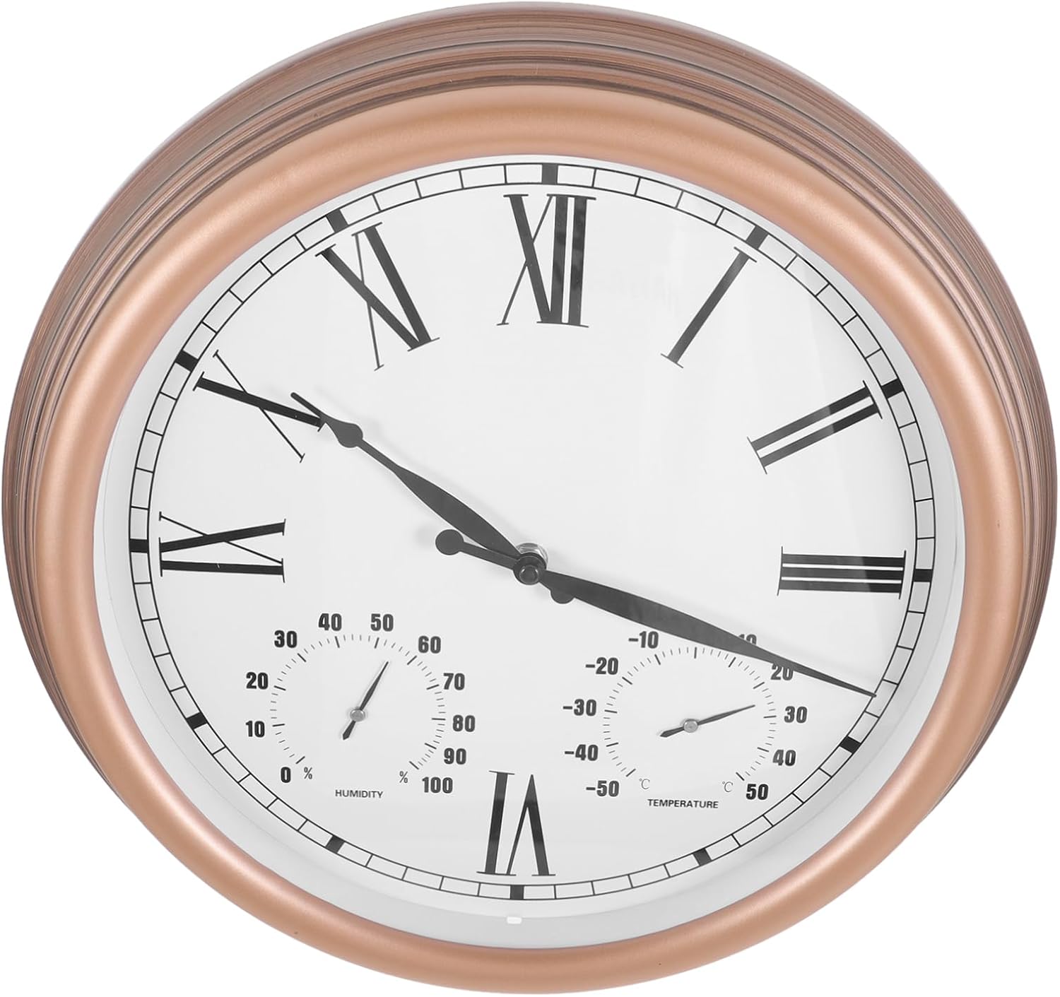 Outdoor Wall Clock Thermohygrometer Roman Numeral Weatherproof Garden Patio