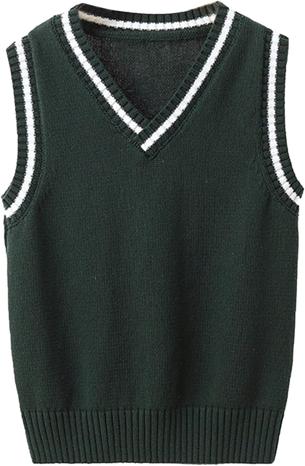 Jhaoyu Boys Girls Knit Sweater Vest V-Neck Sleeveless Pullover Waistcoat School Uniform Ribbed Casual Vest
