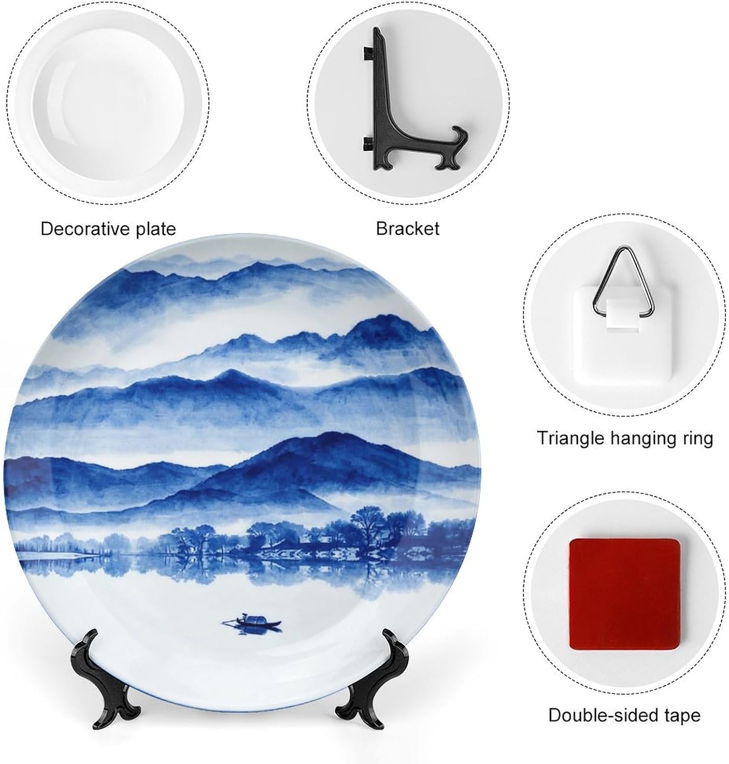 Misty Ridges Boat Bone China Plate, Serene Wall Decor for Lounge, Thoughtful Gift, 7inch