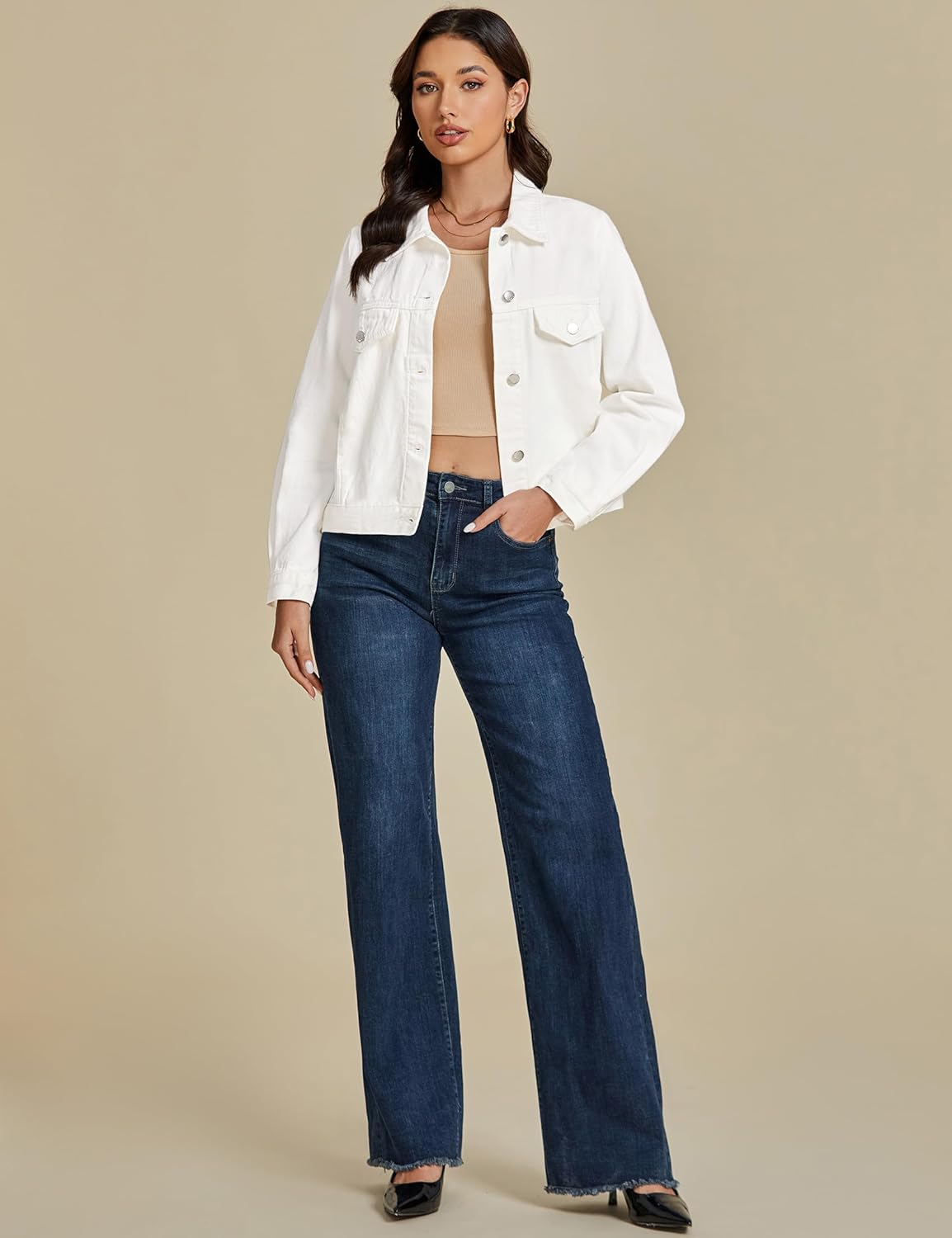 luvamia Denim Jackets for Women Trendy Casual Button Down Relaxed Fit Western Trucker Distressed Jean Jacket with Pocket - Image 7