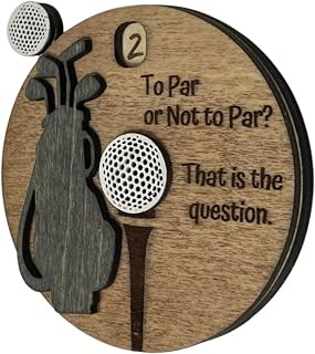 Golf Stroke Counter, Wooden Golf Accessory with Ball Design, Brown, 3x3 Inch, Ten Stroke Counting Capacity, to Par or Not to Par