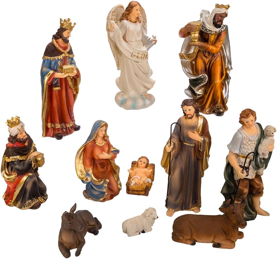 Kurt S. Adler, Inc. N1018 Kurt Adler 8.5" Nativity Tablepiece Set of 11Piece Nativity Set