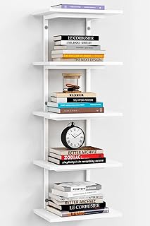 White 5 Tier Wall Shelf Unit for Shoes Display, Lack Wall Bookshelf for Bedroom,