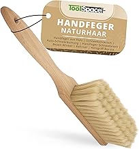 Hand Brush Car Broom Snow Soft Natural Hair Hand Brush for Car Whisk Ergonomic Wooden Handle Car Snow Removal Sweeping Snow Brush - 32 cm Long - Tighter for Home Garage Household
