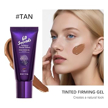 60 Second Tinted Firming Gel, Tattoo Cover Up Makeup Waterproof, Body Coverage Perfector Leg & Body, Waterproof Full Coverage No Transfer, All Over Complexion Perfector for All Skin Types (Tan)