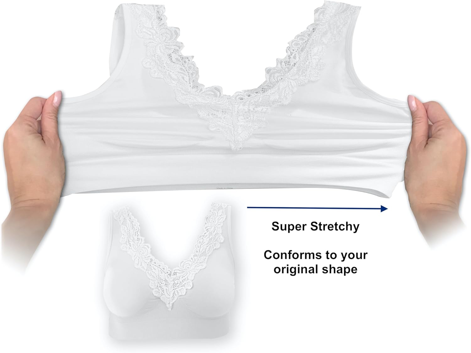 4 Pack Women’s Seamless Wireless Lace Inset Trim Unpadded Comfort Bra - Image 4