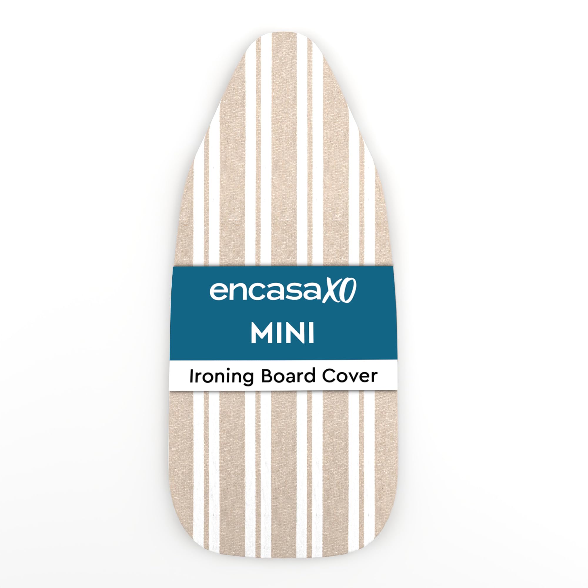 Encasa XO Ironing Board Covers and Pad - 72x30 cm Fits Mini Iron Boards, Thick 4mm Felt, Elasticated Fit, Heat & Scorch-Resistant, Elastic Bungee Cord Tightening & Lock Franca Beige Stripes